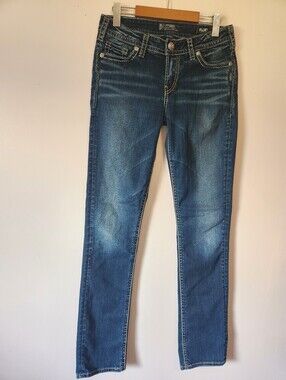Silver Jeans Co. Suki Mid Straight Fluid Denim Sz W28 L34 Y2K 00s Aesthetic